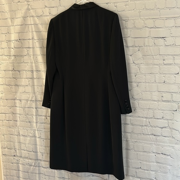 Adrianna Papell Black Double Breasted Tuxedo Midi Coat  Dress SZ 12 - Picture 5 of 10